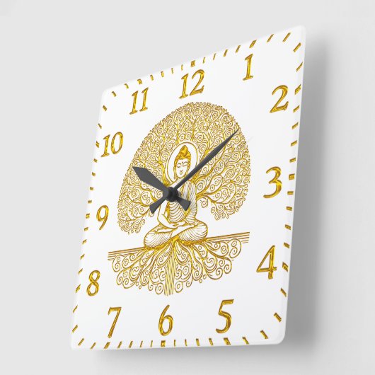 神木の下の仏 スクエア壁時計 (傾斜)