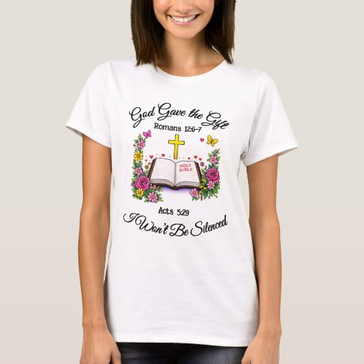 神様からの贈り物、私は沈黙しない Tシャツ (正面)