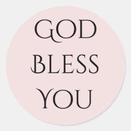 神様があなたを祝福します ピンクとブラック ラウンドシール