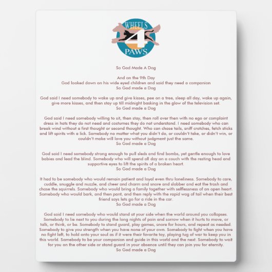 「神様が犬を作った」という額 フォトプラーク (正面)