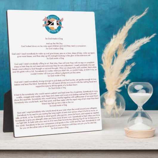 「神様が犬を作った」という額 フォトプラーク (側面)