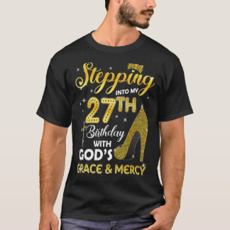 神様と27誕生日に足を踏み入れる女性Gr Tシャツ