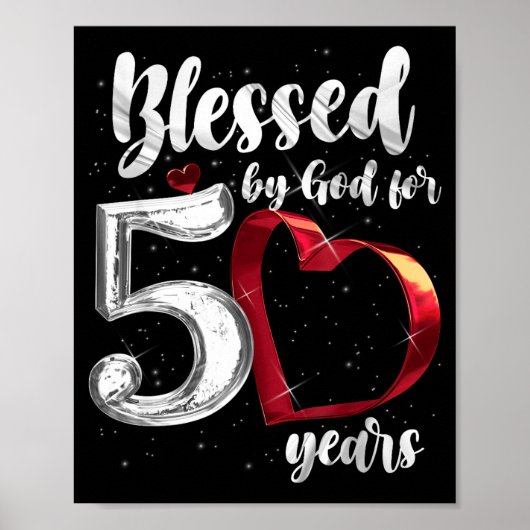 神様に祝福され50年 生まれてきて50周年 誕生日 ポスター (正面)