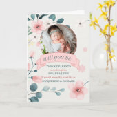 神様の両親が桃の花を写真付きで願う カード (黄色い花)