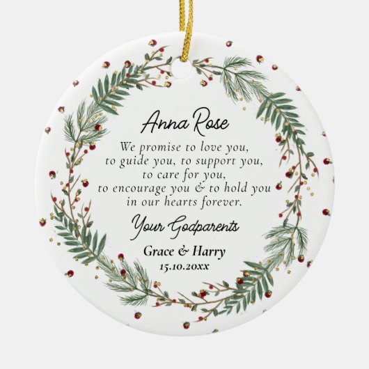 神様の両親が神様に約束する《キリスト教》洗礼式や命名式 セラミックオーナメント (正面)