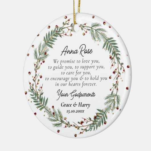 神様の両親が神様に約束する《キリスト教》洗礼式や命名式 セラミックオーナメント (左)