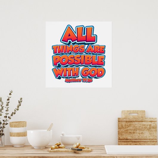 神様の子供と大人の信仰で全てのことが可能 ポスター (キッチン)