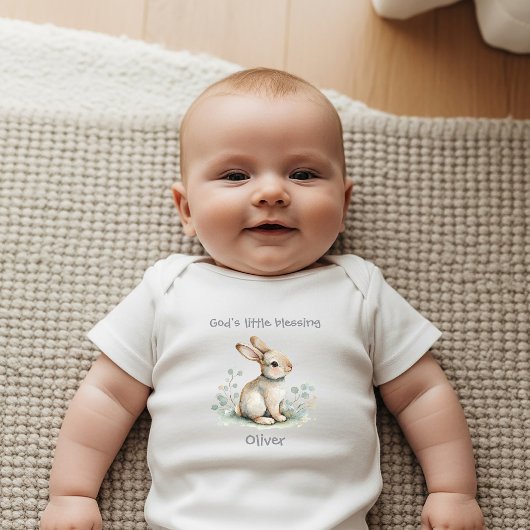 神様の小さな祝福うさぎ 新生児 ベビーボディスーツ