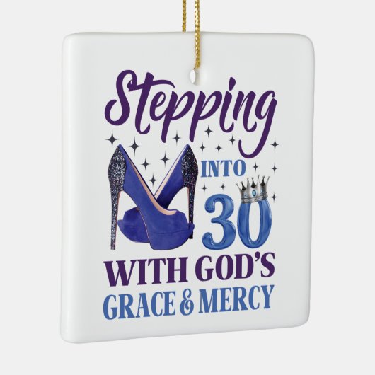 神様の恵みによって30歳の誕生日に踏み込む セラミックオーナメント (右)