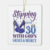 神様の恵みによって30歳の誕生日に踏み込む セラミックオーナメント (左)