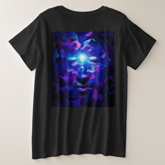 神様得の背中の女性用プラスサイズTシャツ プラスサイズTシャツ (デザイン裏面)