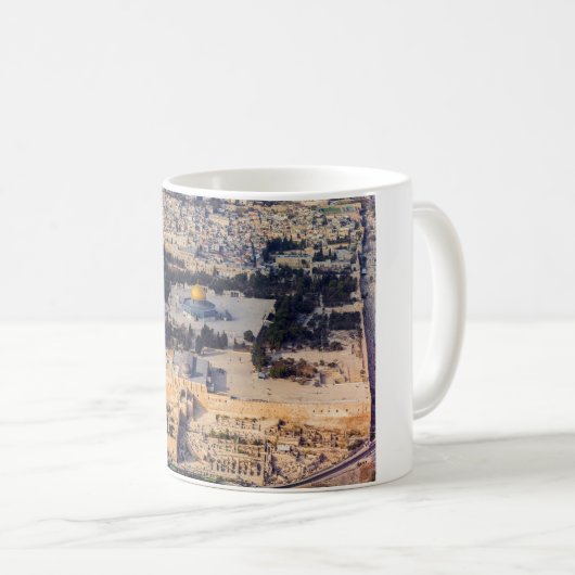 神殿の丘石の古い都市エルサレムのドーム コーヒーマグカップ (正面右)