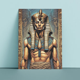 神殿の古代エジプトのファラオ ポストカード