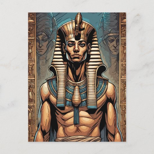 神殿の古代エジプトのファラオ ポストカード (正面)