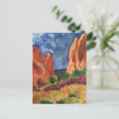 神殿水彩画絵画絵はがき ポストカード (スタンド正面)