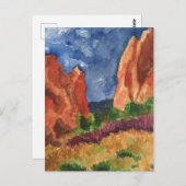 神殿水彩画絵画絵はがき ポストカード (正面/裏面)