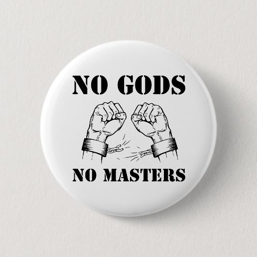 神無し、マスター無し-無神論及び無秩序(黒) 缶バッジ (正面)