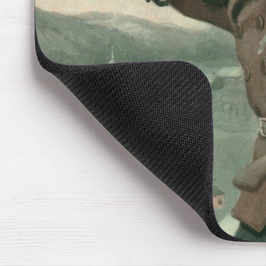 神父と息子が木を切り倒すヴィンテージクリスマス マウスパッド (コーナー)