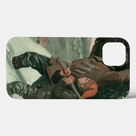 神父と息子が木を切り倒すヴィンテージクリスマス Case-Mate iPhoneケース (裏面 (横))