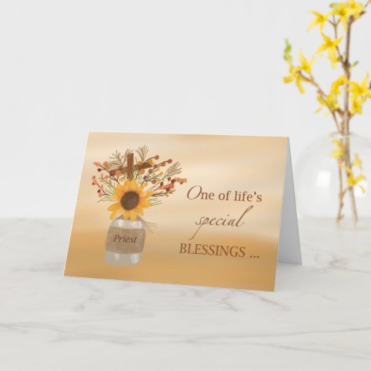 神父の恵み感謝祭ひまわり花瓶 カード (黄色い花)