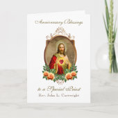 神父の記念日の調整神聖なハートイエス カード (正面)