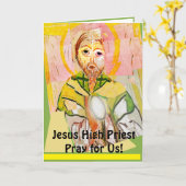 神父カードのイエス・キリスト カード (黄色い花)