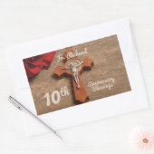 神父10周年記念バラとロザリオ 長方形シール (封筒)