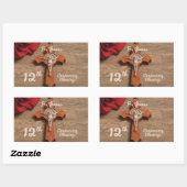 神父12回叙勲記念日バラと念珠 長方形シール (シート)