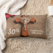 神父30周年記念バラと念珠 ランバークッション (ブランケット)