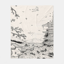 神社富士江戸時代インスパイア将軍 フリースブランケット