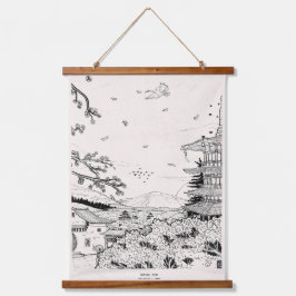 神社富士江戸時代インスパイア将軍 吊り下げ型タペストリー