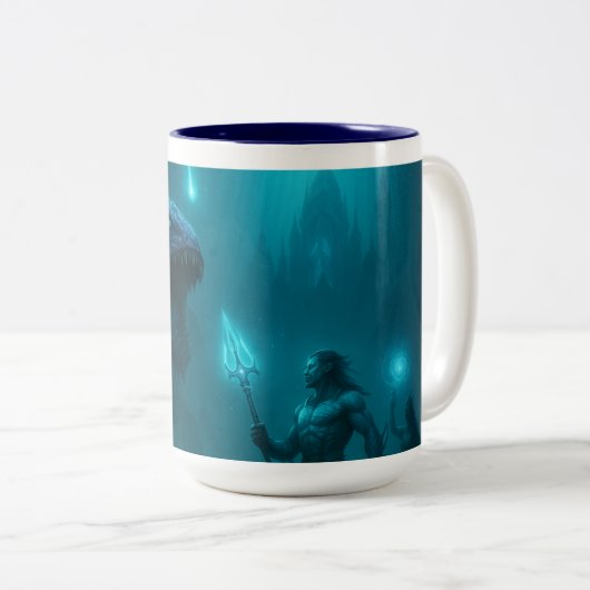 "神秘なる水中世界と海獣の幻想アートマグ" ツートーンマグカップ (正面右)