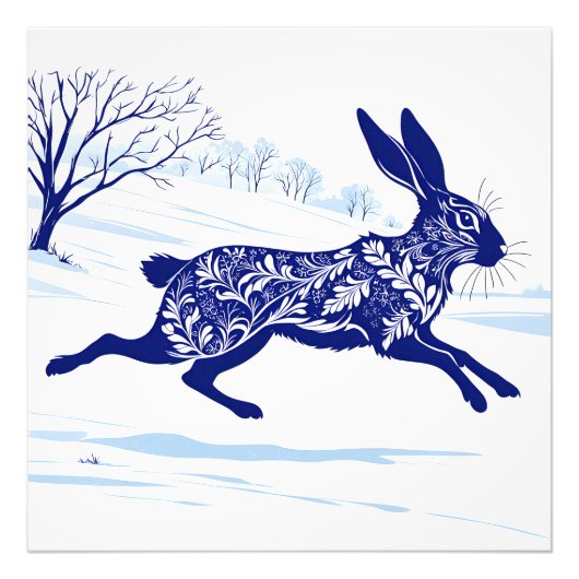 神秘のウサギ : 雪の中の幻想的なウサギ フォトプリント            (正面)