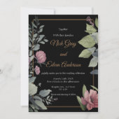 神秘のガーデン ブラック ウェディング インビテーション (正面)