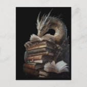 神秘のドラゴンが古書を読む ポストカード | ギョク (正面)
