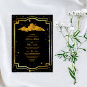 神秘のブラックゴールド セレスチャルスターズ ウェディング  インビテ 招待状