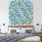 神秘のブループリント | Tile Mosaic, Seed of Life キャンバスプリント (インサイチュ (寝室))