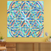 神秘のブループリント | Tile Mosaic, Seed of Life キャンバスプリント (インサイチュ (リビング))