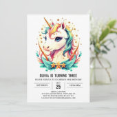 神秘の優雅なユニコーン誕生日 招待状 (スタンド正面)