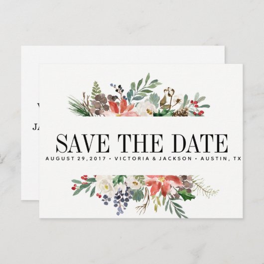 神秘の冬 | ウェディング セーブ・ザ・デート 案内ポストカード (正面/裏面)