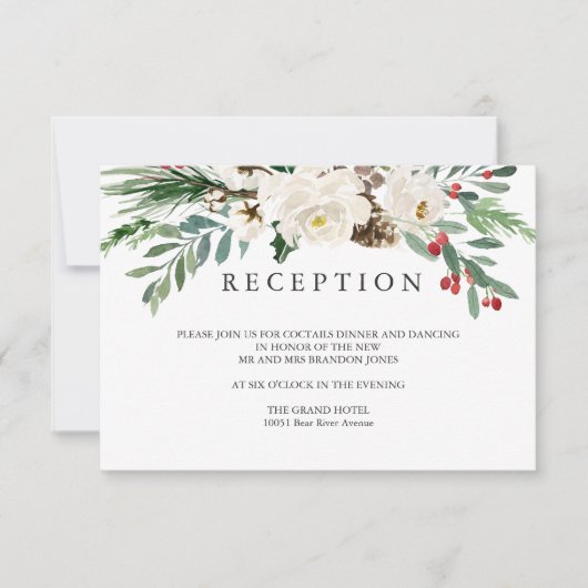 神秘の冬 | ウェディング レセプション エンクロージャー 招待状 (正面)