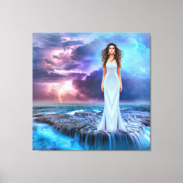 神秘の女、嵐の上の大洋、幻想のキャンバス キャンバスプリント
