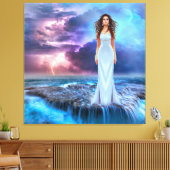 神秘の女、嵐の上の大洋、幻想のキャンバス キャンバスプリント (インサイチュ (リビング))