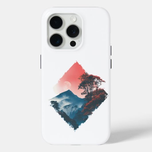 神秘の山 紅月 禅アート Case-Mate iPhoneケース (裏面)