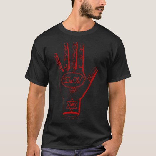 神秘の手 サタニック ペンタグラム ルシファーのシジル Tシャツ (正面)