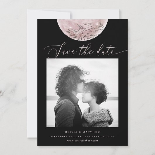 神秘の月|エレガントブラックコスモスフォトウェディング セーブザデート (正面)