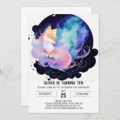 神秘の森の狐の誕生日 招待状 (正面/裏面)