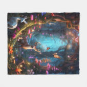 神秘の森　魅惑のオアシス フリースブランケット (正面(横))