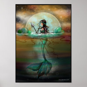 神秘の海の人魚 ファンタジーアート ポスター
