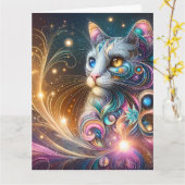 神秘の猫より-特別なメッセージを追加してください カード (黄色い花)